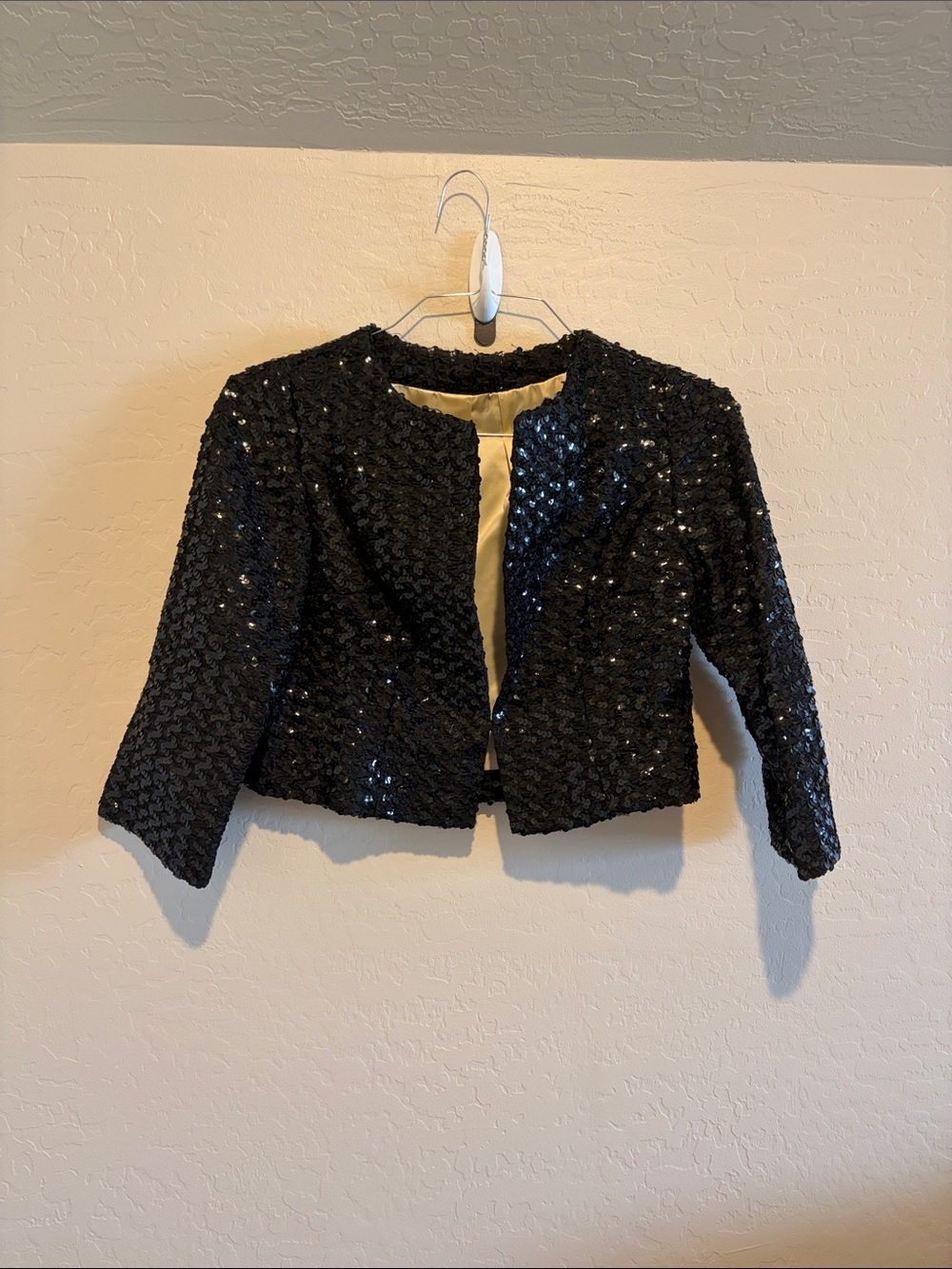 Vintage Women's Black Sequin Cropped Blazer - Elegant Evening Jacket